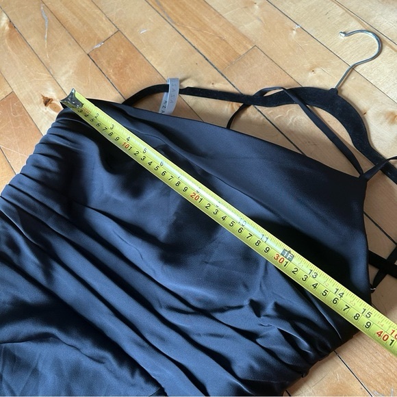 Azazie Sz 12 Eren Elegant One Shoulder Satin Black Maxi Wedding Gown Dress - Picture 10 of 14